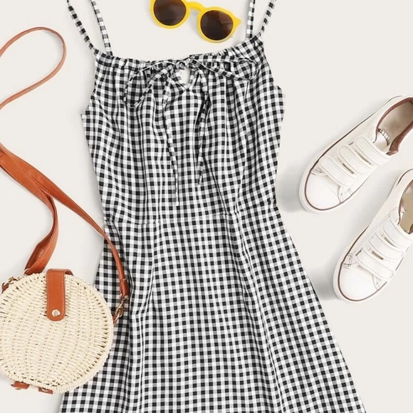 SHEIN knot front gingham cami dress - Picture 2 of 2